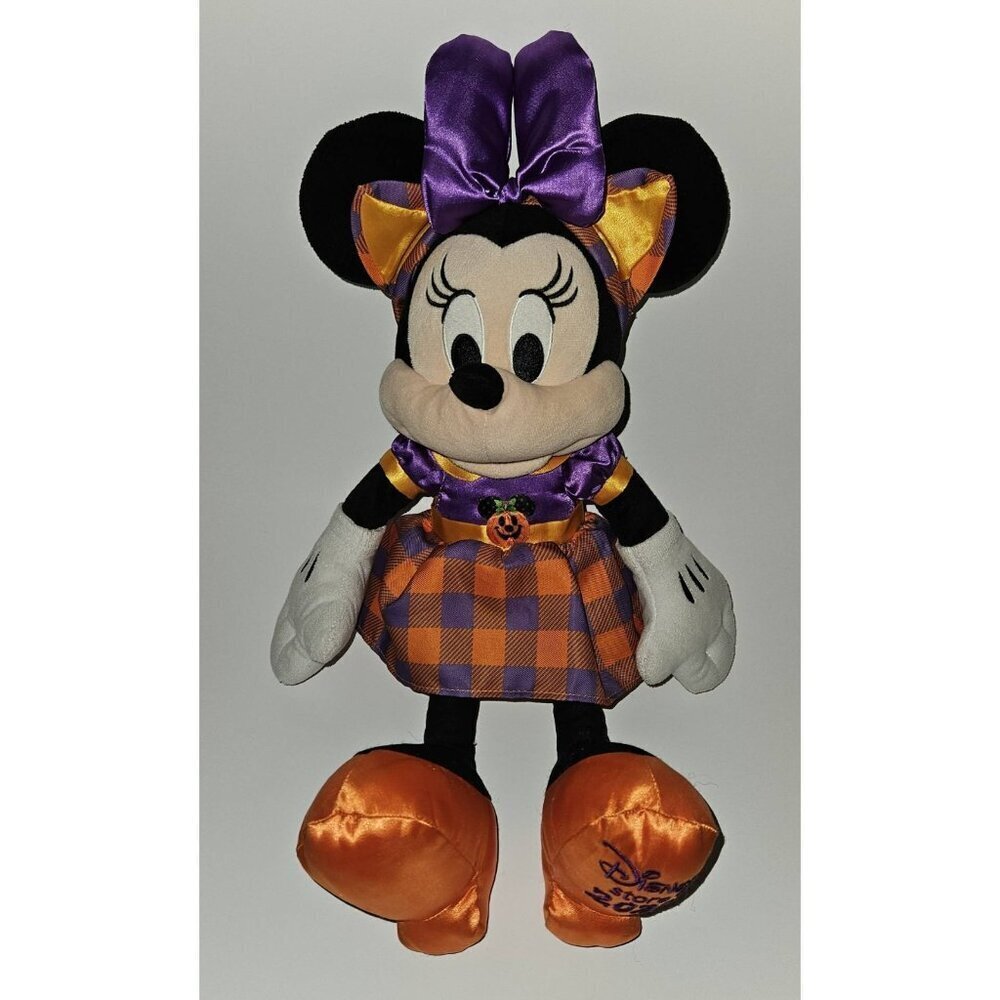 Minnie Mouse Halloween Plush Disney Store 2021 Stuffed Animal Toy Orange Purple